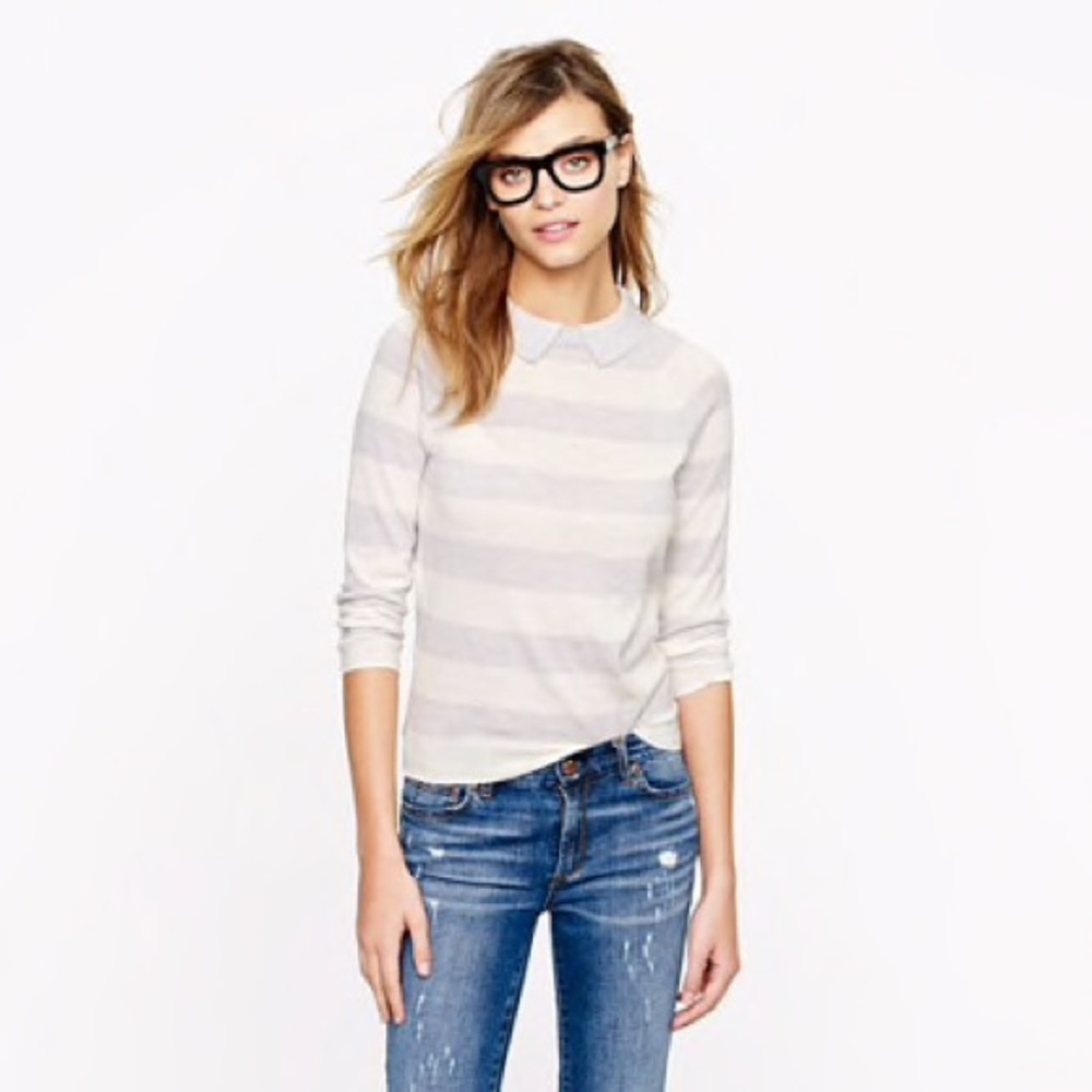 J. Crew Peter Pan Merino Wool Stripe Sweater M